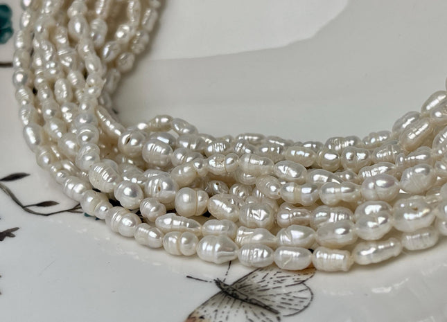 5x6-8mm Natural White Keshi Rice Nugget Freshwater Pearl Beads Genuine Freshwater Tiny Keshi Nugget Pearls B Grade #P2938