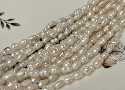5x6-8mm Natural White Keshi Rice Nugget Freshwater Pearl Beads Genuine Freshwater Tiny Keshi Nugget Pearls B Grade #P2938
