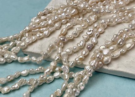 3.5-4x5mm Natural White Keshi Rice Nugget Freshwater Pearl Beads Genuine Freshwater Tiny Keshi Nugget Pearls B Grade #P2937