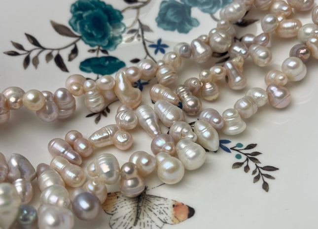 8-10x10-15 mm Natural Mixed White and Pink Color Peanut Shape Top Drilled Freshwater Pearl Beads Genuine Peanut Freshwater Pearls #P2942