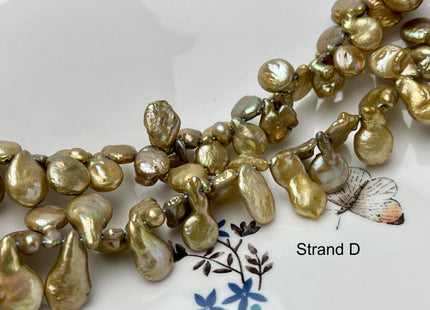 12 mm Champagne/Green Top Drilled Coin Freshwater Pearl Beads Genuine Freshwater Coin Pearl Beads #P2940