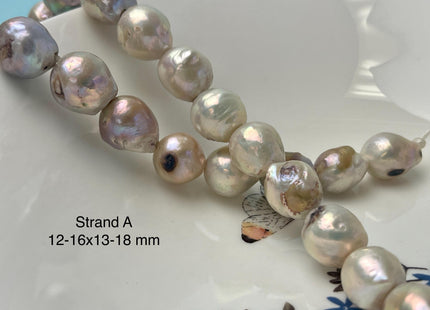 One-Of-A-Kind 12-17x12-19 mm Large Hole Baroque Freshwater Pearl Beads 2.2mm Hole Genuine Natural Mauve Pink and White Baroque Pearls #P2944