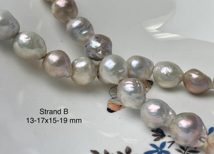 One-Of-A-Kind 12-17x12-19 mm Large Hole Baroque Freshwater Pearl Beads 2.2mm Hole Genuine Natural Mauve Pink and White Baroque Pearls #P2944