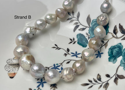 One-Of-A-Kind 12-17x12-19 mm Large Hole Baroque Freshwater Pearl Beads 2.2mm Hole Genuine Natural Mauve Pink and White Baroque Pearls #P2944