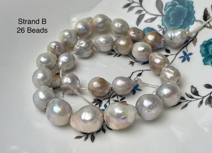 One-Of-A-Kind 12-17x12-19 mm Large Hole Baroque Freshwater Pearl Beads 2.2mm Hole Genuine Natural Mauve Pink and White Baroque Pearls #P2944