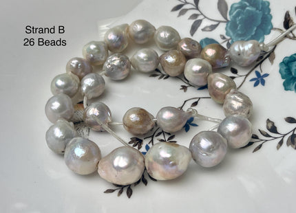 One-Of-A-Kind 12-17x12-19 mm Large Hole Baroque Freshwater Pearl Beads 2.2mm Hole Genuine Natural Mauve Pink and White Baroque Pearls #P2944