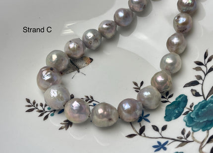 One-Of-A-Kind 12-17x12-19 mm Large Hole Baroque Freshwater Pearl Beads 2.2mm Hole Genuine Natural Mauve Pink and White Baroque Pearls #P2944