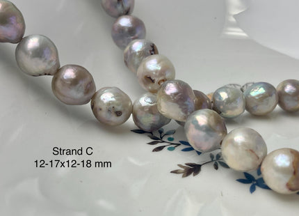 One-Of-A-Kind 12-17x12-19 mm Large Hole Baroque Freshwater Pearl Beads 2.2mm Hole Genuine Natural Mauve Pink and White Baroque Pearls #P2944