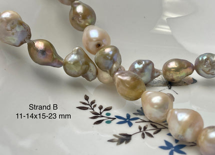 One-Of-A-Kind 12-29 mm Large Hole Baroque Freshwater Pearl Beads 2.2mm Hole Genuine Natural Mauve Pink and Seaweed Baroque Pearls #P2945