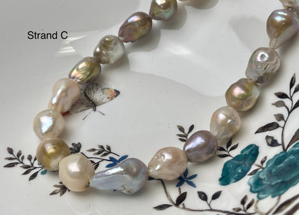 One-Of-A-Kind 12-29 mm Large Hole Baroque Freshwater Pearl Beads 2.2mm Hole Genuine Natural Mauve Pink and Seaweed Baroque Pearls #P2945