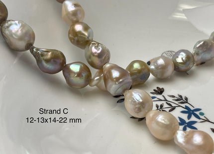 One-Of-A-Kind 12-29 mm Large Hole Baroque Freshwater Pearl Beads 2.2mm Hole Genuine Natural Mauve Pink and Seaweed Baroque Pearls #P2945