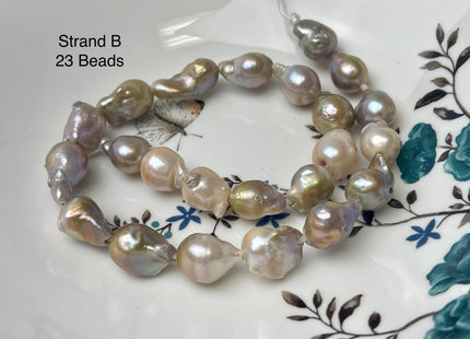 One-Of-A-Kind 12-29 mm Large Hole Baroque Freshwater Pearl Beads 2.2mm Hole Genuine Natural Mauve Pink and Seaweed Baroque Pearls #P2945