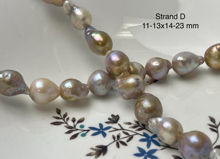 One-Of-A-Kind 12-29 mm Large Hole Baroque Freshwater Pearl Beads 2.2mm Hole Genuine Natural Mauve Pink and Seaweed Baroque Pearls #P2945