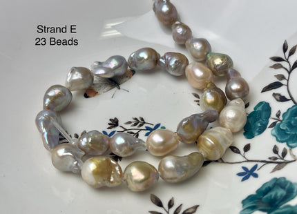One-Of-A-Kind 12-29 mm Large Hole Baroque Freshwater Pearl Beads 2.2mm Hole Genuine Natural Mauve Pink and Seaweed Baroque Pearls #P2945