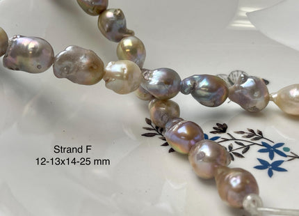 One-Of-A-Kind 12-29 mm Large Hole Baroque Freshwater Pearl Beads 2.2mm Hole Genuine Natural Mauve Pink and Seaweed Baroque Pearls #P2945