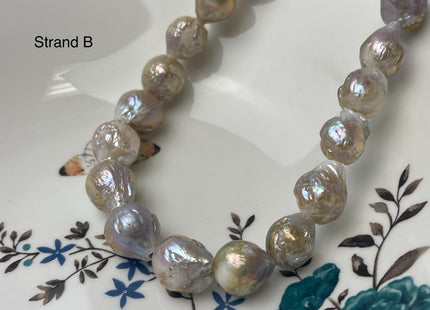 One-Of-A-Kind 12-21 mm AAA Large Hole Natural Mauve Pink Baroque Pearl Beads 2.2 mm Hole Natural Edison Pearl With Iridescent Color #P2946