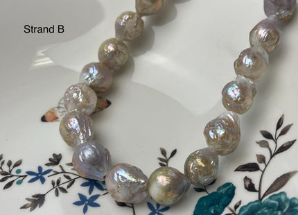 One-Of-A-Kind 12-21 mm AAA Large Hole Natural Mauve Pink Baroque Pearl Beads 2.2 mm Hole Natural Edison Pearl With Iridescent Color #P2946