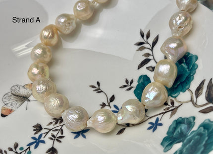 One-Of-A-Kind 12-21 mm AAA Large Hole Natural Mauve Pink Baroque Pearl Beads 2.2 mm Hole Natural Edison Pearl With Iridescent Color #P2946