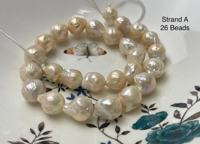 One-Of-A-Kind 12-21 mm AAA Large Hole Natural Mauve Pink Baroque Pearl Beads 2.2 mm Hole Natural Edison Pearl With Iridescent Color #P2946