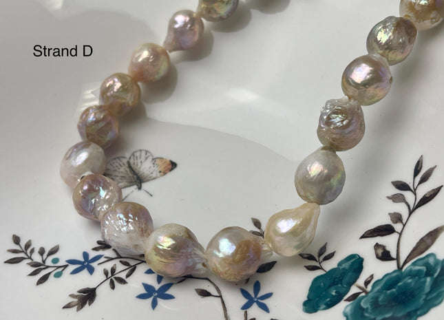 One-Of-A-Kind 12-21 mm AAA Large Hole Natural Mauve Pink Baroque Pearl Beads 2.2 mm Hole Natural Edison Pearl With Iridescent Color #P2946