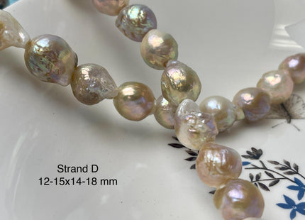 One-Of-A-Kind 12-21 mm AAA Large Hole Natural Mauve Pink Baroque Pearl Beads 2.2 mm Hole Natural Edison Pearl With Iridescent Color #P2946
