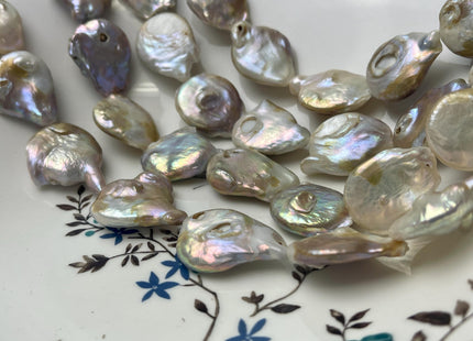 20-24 mm Natural Mauve Pink White Seaweed Large Coin Freshwater Pearls Genuine Large Coin Pearl Beads 15-16 Beads C Grade #P2947