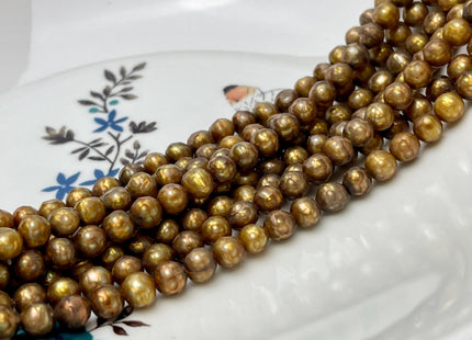 6-7 mm AA Dark Champagne Brown Color Rare Faceted Off Round Freshwater Pearl Beads #P2948