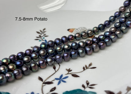 7.5-8 mm AA Dark Peacock Off Round or Potato Freshwater Pearls Genuine Very Rare High Luster Peacock Pearls #P2950
