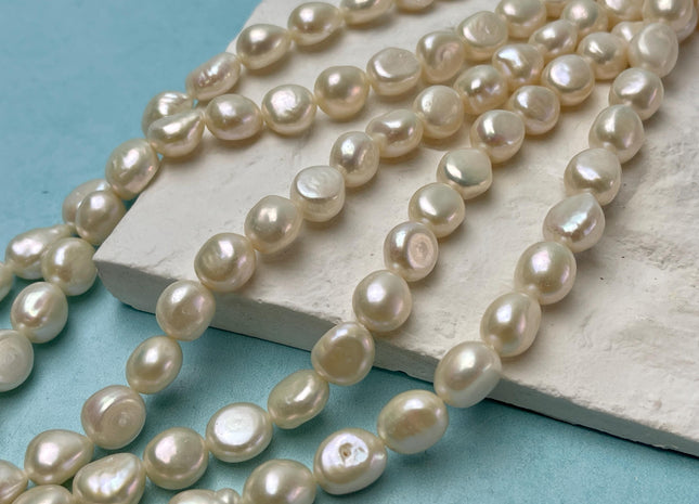 9x9-11 mm AAA Natural White High Luster Rice Nugget Freshwater Pearl Bead Genuine Natural White Nugget Freshwater Pearls 39-41 Beads #P2951