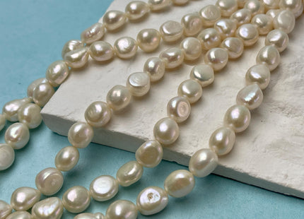 9x9-11 mm AAA Natural White High Luster Rice Nugget Freshwater Pearl Bead Genuine Natural White Nugget Freshwater Pearls 39-41 Beads #P2951