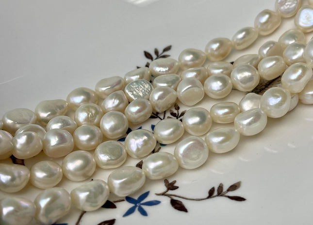 9x9-11 mm AAA Natural White High Luster Rice Nugget Freshwater Pearl Bead Genuine Natural White Nugget Freshwater Pearls 39-41 Beads #P2951