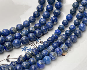 10mm Large Hole Natural Color Lapis Gemstone Beads Hole Size 2.0 mm Natural Blue Lapis Beads 14.5 Inches Strand #4687