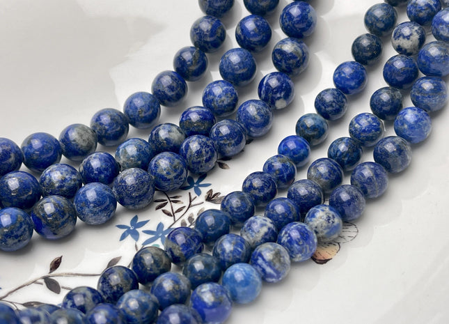 10mm Large Hole Natural Color Lapis Gemstone Beads Hole Size 2.0 mm Natural Blue Lapis Beads 14.5 Inches Strand #4687