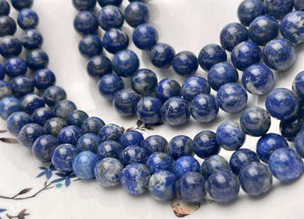 10mm Large Hole Natural Color Lapis Gemstone Beads Hole Size 2.0 mm Natural Blue Lapis Beads 14.5 Inches Strand #4687