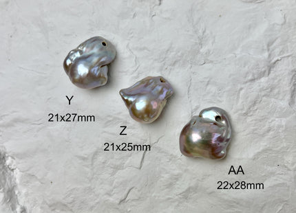 ONE Piece 17-20x25-30 mm AAA Large Hole Jumbo Pinkish Gray Baroque Pearl Hole Size 2.2mm Genuine High Luster TopDrilled Baroque Pearl #P2952