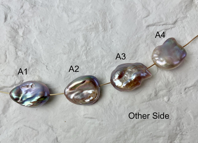 One-Of-A-Kind 17-19x23-25 mm AAA Large Hole Jumbo Natural Pink Mauve Baroque Pearl Hole Size 1.5mm Genuine High Luster Baroque Beads #P2956