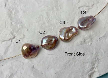 One-Of-A-Kind 17-19x23-25 mm AAA Large Hole Jumbo Natural Pink Mauve Baroque Pearl Hole Size 1.5mm Genuine High Luster Baroque Beads #P2956