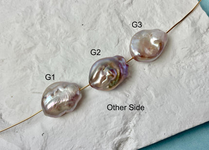 One-Of-A-Kind 17-19x23-25 mm AAA Large Hole Jumbo Natural Pink Mauve Baroque Pearl Hole Size 1.5mm Genuine High Luster Baroque Beads #P2956