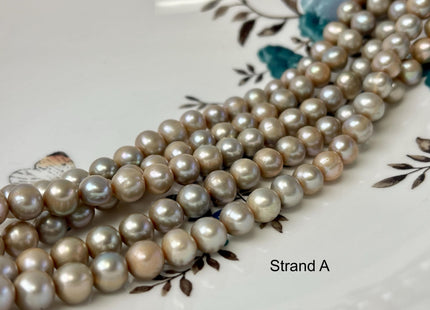 7-8 mm AA Beige Champagne Color Potato Freshwater Pearl Beads Genuine High Luster Freshwater Pearl 58 Beads #P2959