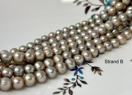 7-8 mm AA Beige Champagne Color Potato Freshwater Pearl Beads Genuine High Luster Freshwater Pearl 58 Beads #P2959