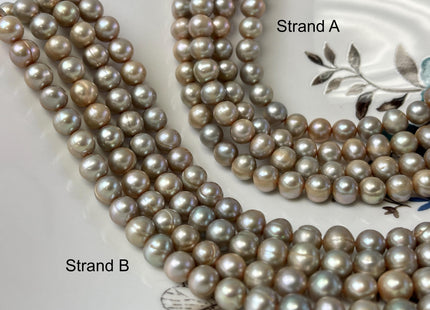 7-8 mm AA Beige Champagne Color Potato Freshwater Pearl Beads Genuine High Luster Freshwater Pearl 58 Beads #P2959