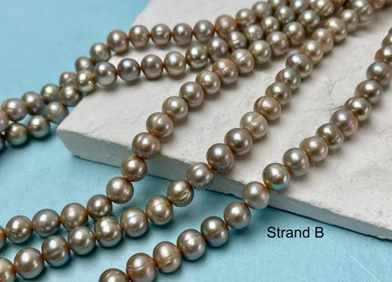 7-8 mm AA Beige Champagne Color Potato Freshwater Pearl Beads Genuine High Luster Freshwater Pearl 58 Beads #P2959