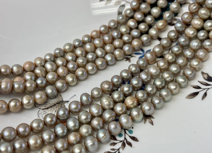 7-8 mm AA Beige Champagne Color Potato Freshwater Pearl Beads Genuine High Luster Freshwater Pearl 58 Beads #P2959