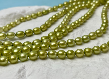 6x7 mm AAA Rice/Oval Freshwater Pearl Beads Light Green Color Genuine Smooth Freshwater Pearls #P2962