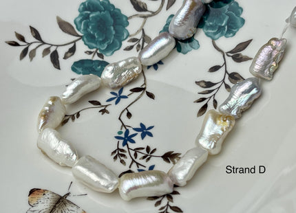 9-13x18-27 mm AAA Natural White Seaweed Biwa Stick Freshwater Pearl Beads Genuine High Luster Rare Thick Biwa Keshi Freshwater Pearls #P2964