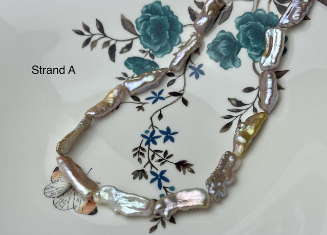 8-11x18-33 mm AAA Natural Mauve Pink Seaweed Biwa Stick Freshwater Pearl Beads Genuine High Luster Rare Biwa Keshi Freshwater Pearls #P2965