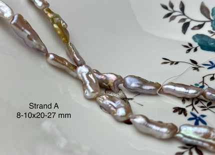 8-11x18-33 mm AAA Natural Mauve Pink Seaweed Biwa Stick Freshwater Pearl Beads Genuine High Luster Rare Biwa Keshi Freshwater Pearls #P2965