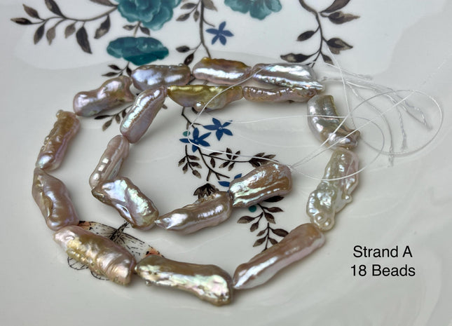 8-11x18-33 mm AAA Natural Mauve Pink Seaweed Biwa Stick Freshwater Pearl Beads Genuine High Luster Rare Biwa Keshi Freshwater Pearls #P2965