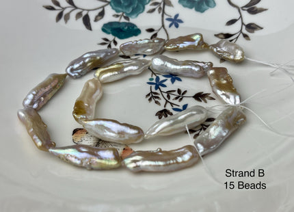 8-11x18-33 mm AAA Natural Mauve Pink Seaweed Biwa Stick Freshwater Pearl Beads Genuine High Luster Rare Biwa Keshi Freshwater Pearls #P2965