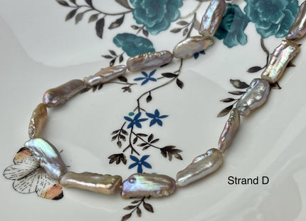 8-11x18-33 mm AAA Natural White Seaweed Biwa Stick Freshwater Pearl Beads Genuine High Luster Rare Thick Biwa Keshi Freshwater Pearls #P2965